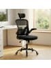 relaxdays Bürostuhl in Schwarz - (B)64 x (H)125 x (T)73 cm