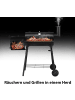 COSTWAY Holzkohlegrill Räucher-/Grillfunktion 2 in 1 in Schwarz