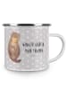 Mr. & Mrs. Panda Emaille Tasse Otter Muschel mit Spruch in Grau Pastell