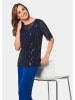 GOLDNER Mesh-Shirt mit integriertem Jerseytop in mitternachtsblau / bestickt