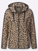 Sieh an! Fleece-Jacke in camel-schwarz-bedruckt