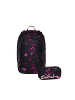 Satch Schulrucksack-Set AIR Mystic Nights 2-teilig in Schwarz/Rosa
