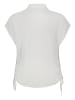 Sublevel Kurzarmbluse mit Kragen, Knopfleiste und Seitenschnürung in Weiß-3