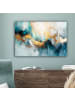 MuchoWow Leinwand bilder Abstrakte Kunst gold blau (BxH)
