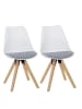 KADIMA DESIGN 2er Set Esszimmerstühle mit Samtbezug und Holzbeinen, skandinavisches Design in Weiß