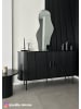 home24 home24 Sideboard aus furniertem & lackiertem MDF in Eiche, 140 x 76 x 40 cm in Eiche Schwarz