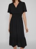 Vila Kleid MIDI DRESS hohe Taille, V-Ausschnitt, Kurzarm in Schwarz