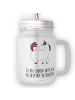 Mr. & Mrs. Panda Trinkglas Mason Jar Einhorn Stolzieren mit Spruch in Transparent