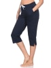 NORMANN Damen Pyjama Capri-Hose kurz Mix & Match in marine