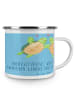 Mr. & Mrs. Panda Blechtasse Hochzeitsreise Abenteuer mit Spruch in Sky Blue