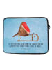 Mr. & Mrs. Panda Laptop Tasche Rotkehlchen Schlitten mit Spruch in Eisblau