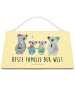 Mr. & Mrs. Panda Schild Koala Familie zwei mit Spruch in Gelb Pastell