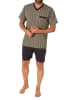 NORMANN kurzarm Schlafanzug Shorty Pyjama Streifen - 72034 in grau