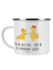Mr. & Mrs. Panda Camping Emaille Tasse Verlobung Glück mit Spruch in Transparent