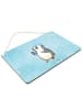 Mr. & Mrs. Panda Wandbild Holz Pinguin Duschen ohne Spruch in Eisblau