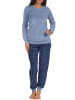 NORMANN Frottee Pyjama Schlafanzug Bündchen Eiskristall - 50132 in blau