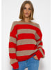 SASSYCLASSY Oversize Strick-Pullover in Rot, Beige