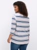 sheego 3/4-Arm-Shirt in ecru-rauchblau-geringelt