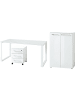 KADIMA DESIGN Büro-Set Schreibtisch Schrank Container Glasfront Modern in Weiß