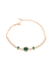 faina Women Crystal Studded Chain Link Bracelet in Rose Gold Green