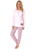 NORMANN Pyjama Kuschelinterlock Hose gestreift Faultier - 48924 in rosa