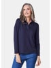 GOLDNER Langarm Poloshirt mit Schmuckband an Knopfleiste in marine