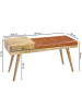 KADIMA DESIGN Sitzbank Ziegenleder / Massivholz Bank 100x52x38 cm im Retro Stil,