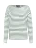 ELBSAND Langarm T-Shirt Tooske in Soft Sage + Cloud White STRIPE