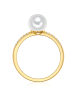 Valero Pearls Ring aus Sterling Silber mit Zirkonia Süßwasser-Zuchtperle in gelbgold