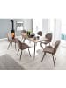 home24 home24 Klassischer Esszimmerstuhl aus feiner Microfaser und Metallgestell in Vintage Sand
