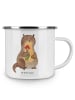 Mr. & Mrs. Panda Camping Emaille Tasse Otter Blumenstrauß ohne S... in Weiß