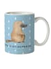 Mr. & Mrs. Panda Kaffeetasse Schnabeltier Mut mit Spruch in Blau Pastell