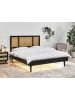 Beliani Doppelbett AURAY in Schwarz/Heller Holzfarbton - (W) 165 x (H) 119 x (L) 204 cm