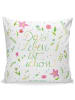 Mr. & Mrs. Panda Kissen 40x40 Blumen Leben mit Spruch in Bunt