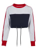 Urban Classics Urban Classics Damen Ladies Cropped 3-Tone Stripe Crew in navy/white/fire red
