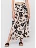 Cloud5ive Cloud5ive Maxi Skirt with side slit and floral print in beige/black