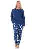 NORMANN Langarm Schlafanzug Pyjama Tupfen Punkte Optik - 87058 in marine
