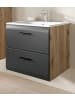 Inn.Furn Waschtisch mit Waschbecken, schwarz matt, Eiche, Waschtischunterschrank 60 cm