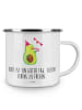 Mr. & Mrs. Panda Camping Emaille Tasse Avocado Party mit Spruch in Weiß
