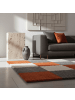 KADIMA DESIGN Teppich Hochflor Shaggy Waschbar Karo RHEIN Strapazierfähig in Terrakotta