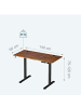 relaxdays Höhenverstellbarer Schreibtisch in Braun/ Schwarz - (B)140 x (H)120 x (T)60 cm