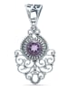 mantraroma 925er Silber - Kettenanhänger (L) 21 x (B) 40 mm mit Amethyst facettiert