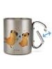 Mr. & Mrs. Panda Trinkbecher Mops Verliebt ohne Spruch in Silber