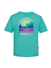 Trollkids T-Shirt Gryllefjord Panorama (GOTS) in petrol/lime
