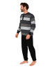 NORMANN Langarm Schlafanzug Frottee Stretch Pyjama Bündchen - 86806 in grau