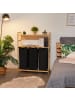 relaxdays Wäschekorbregal in Natur/ Schwarz - (B)80 x (H)105 x (T)40 cm