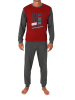 NORMANN Schlafanzug langarm mit Bündchen Frontprint in rot1