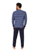 NORMANN Langarm Schlafanzug Pyjama Bündchen Streifen - 86165 in navy
