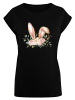 F4NT4STIC T-Shirt Blumen Osterhasen Ohren Dekor in schwarz