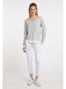 DreiMaster Maritim Damen Strickpullover in Wollweiss Grau Melange